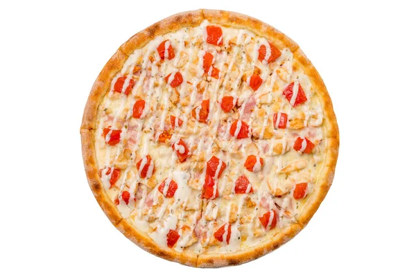 Deliciosa Pizza Italiana Margherita Aislada Sobre Fondo Blanco — Foto de Stock