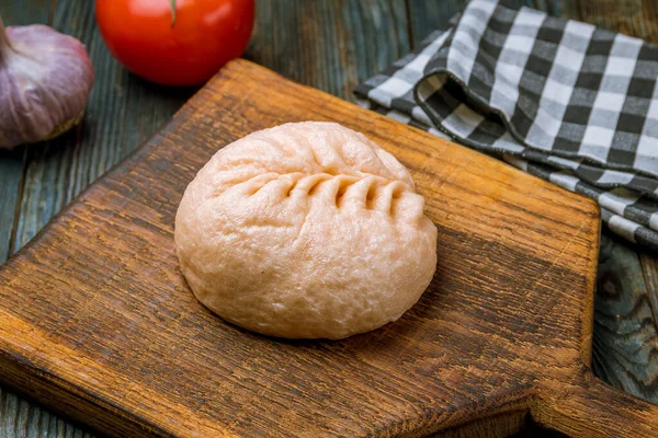 Korean Steamed Pie Wooden Background — Stock Photo, Image