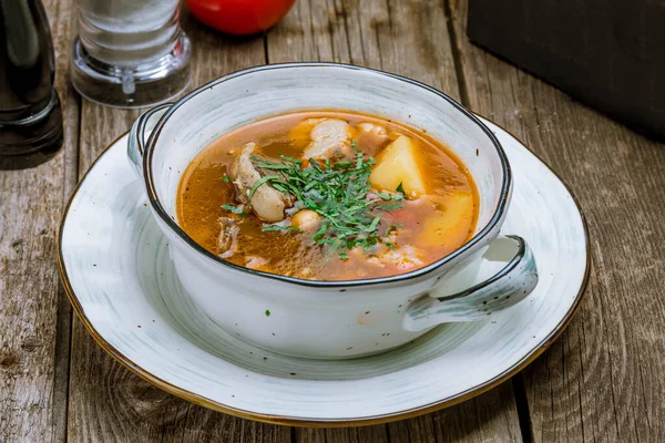 Вкусный Азиатский Суп Шурпа Миске — стоковое фото