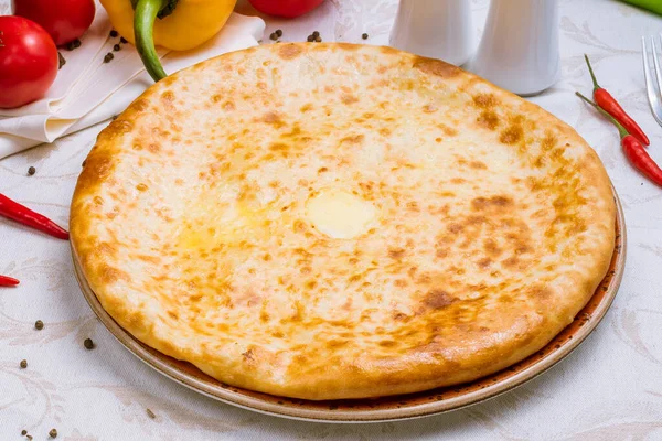 Tasty Khachapuri Cheese Close View — Stock Photo, Image
