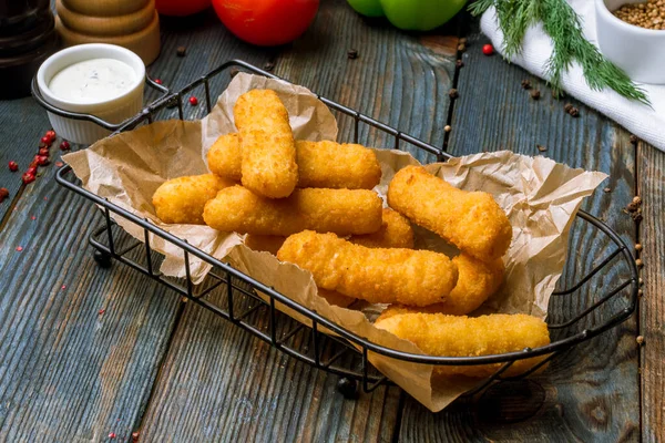 Leckere Frittierte Käsesticks Hintergrund Des Lebensmittelkonzepts — Stockfoto