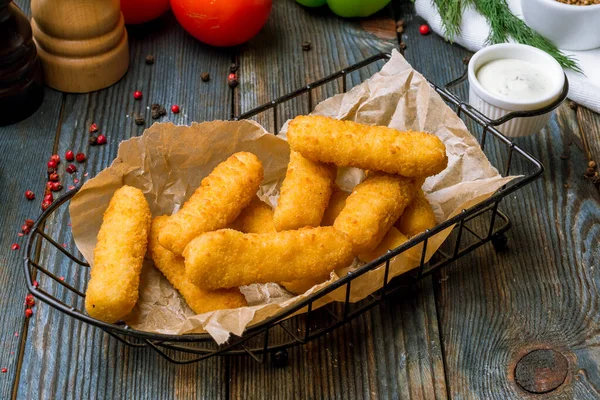 Leckere Frittierte Käsesticks Hintergrund Des Lebensmittelkonzepts — Stockfoto