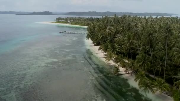 Ilhas selvagens da Indonésia. Sumatra, o paraíso tropical Telos. Aeronave de drones — Vídeo de Stock