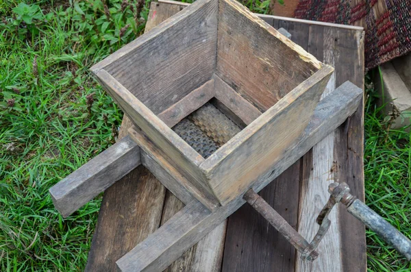 old manual grape crusher. grape crusher for wine making