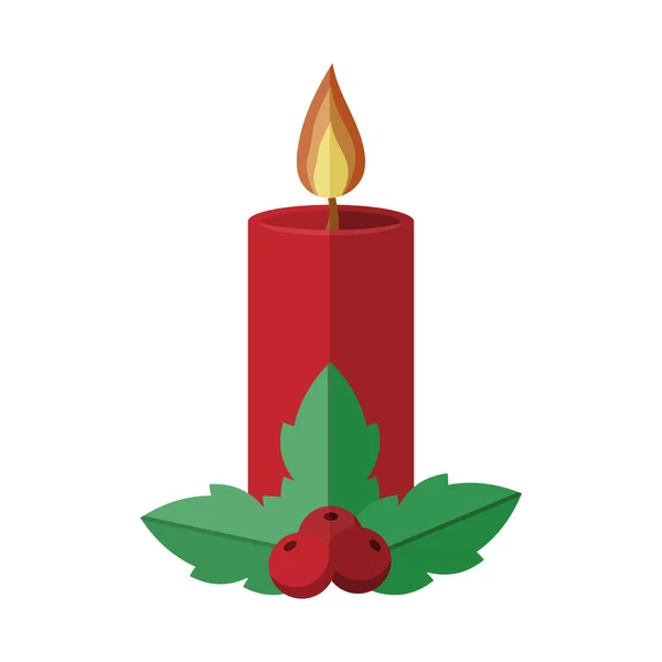 Vector flat design Christmas Candle — Stock Vector