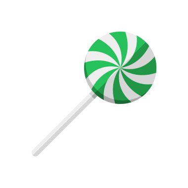 Vektör düz tasarım Noel Yeşil Girdap Lolipop