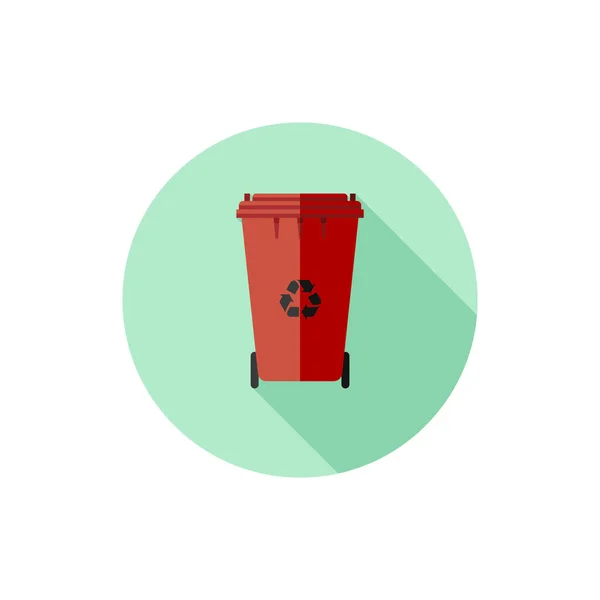 Poubelle de recyclage rouge de conception plate vectorielle — Image vectorielle