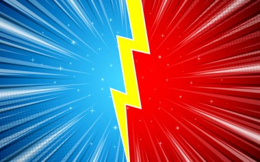 Flat background versus comic style. Vector illustration.