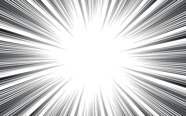 Siyah-beyaz çizgi film tarzı patlama arka plan çizimi. Desenli manga tarzı patlama arkaplanı.