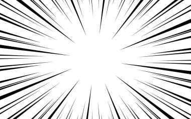 Çizgi roman için hız efektli çizgi roman çizgileri. Siyah ve beyaz patlama arkaplanı.