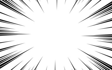 Çizgi Roman Radyasyon Hız Çizgisi Beyaz Arkaplan Efekti. Vektör illüstrasyonu.