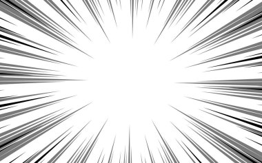 Comic Radial Speed Lines 'in arkaplan çizimi, monokrom vektör grafik efektleri.
