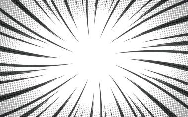 Çizgi romandaki siyah beyaz çizgiler. Manga hız çerçevesi. Vektör illüstrasyonu.