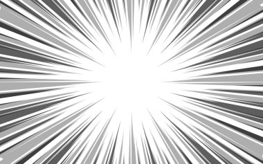 Çizgi romanlar için radikal hız çizgileri arka planı. Tek renkli patlama arka planı. Vektör illüstrasyonu.