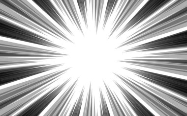 Çizgi romanlar için hız efektli çizgi roman çizgileri. Siyah ve beyaz patlama arkaplanı.