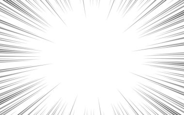 Manga eylem çerçevesi radyal çizgileri hızlandırarak beyaz arkaplan üzerinde izole edilmiş patlama şablonu sancak taşıyıcı illüstrasyonu.