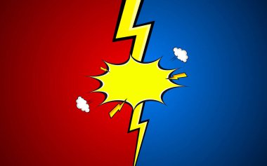 Komedi tarzı arka planda karşıt görüşler. vektör illüstrasyonu.