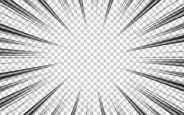 Beyaz arka planda hız çizgileri. Manga çizgi hız çizgisi hareketi efekti. Vektör illüstrasyonu.