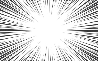 Hız çizgisi hızlı hareket arkaplanı. Çizgileri olan çizgi roman illüstrasyonu. Pop sanat deseni ve yakınlaştırma etkisi