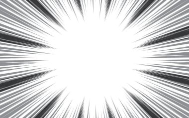 Çizgi roman siyah beyaz çizgi arkaplan. Manga hız çerçevesi. Süper kahraman hareketi.