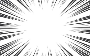 Hızlı radyal çizgileri olan manga arkaplan, vektör çizgi film efekti. Anime manga aksiyon efekti arka plan veya radyal çizgi çerçeve ile süper kahraman patlama hareketi.