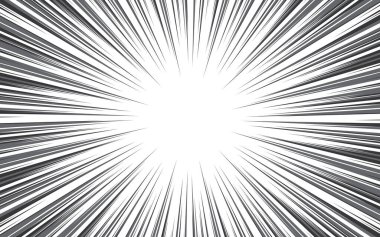 Beyaz arka planda hız çizgileri. Manga çizgi hız çizgisi hareketi efekti. Vektör illüstrasyonu.