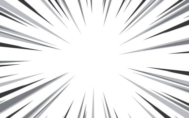 Çizgi romanlar için radikal hız çizgileri arka planı. Tek renkli patlama arka planı. Vektör illüstrasyonu.