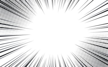 Çizgi roman tarzı siyah ve beyaz çizgi arka plan. Manga hız çerçevesi. Süper kahraman hareketi. Vektör illüstrasyonu.