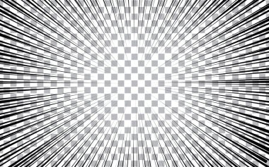 Şeffaf arkaplanda siyah çizgileri olan çizgi roman sayfası. Vektör illüstrasyonu.