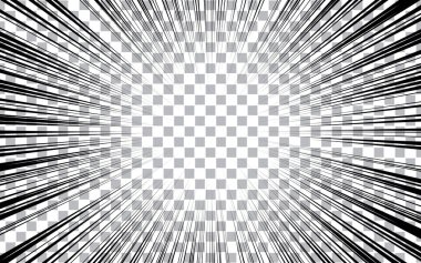 Hızlı hareket çizgisi arkaplanı. Çizgileri olan çizgi roman illüstrasyonu. Pop sanat deseni ve yakınlaştırma etkisi.