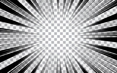 Manga çizgi roman hız çizgisi arkaplanı. Patlama geçmişi. Vektör illüstrasyon tasarımı.