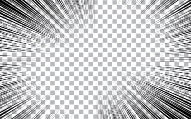 Çizgi roman tarzı siyah ve beyaz çizgi arka plan. Manga hız çerçevesi. Süper kahraman hareketi. Vektör illüstrasyonu.