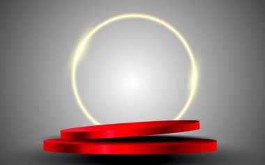 Soyut 3D silindirik podyum arka planı. Minimalist ürün sunumu, sahne gösterisi. Vektör geometrik platform tasarımı.