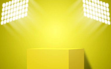 Podyum Ürün Platformu Sunumu Arka plan Moda Şablonu. Vektör İllüstrasyonu.