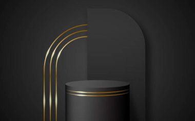 Ürün Görünümü Konsepti, Mockup, Showroom, Showcase için arka planı olan 3D Podyum.