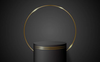 Ürün gösterimi veya satış etkinliği sunumu için soyut 3D podyum tasarımı. Vektör illüstrasyonu.