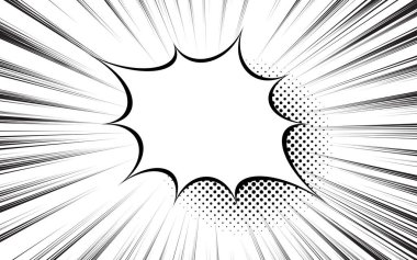 Çizgi roman siyah beyaz hız çizgileri arkaplanı. Komik yakınlaştırma satırları arkaplan