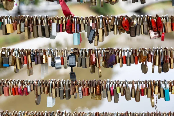Love locks on the Butchers Bridge Mesarski Most in Ljubljana