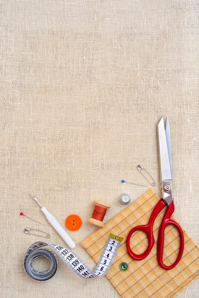 Copyspace frame with sewing tools and accesories — Stock Photo, Image