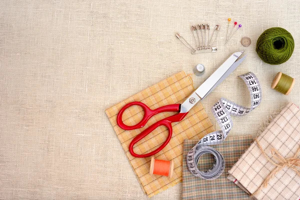 Copyspace frame with sewing tools and accesories — Stock Photo, Image