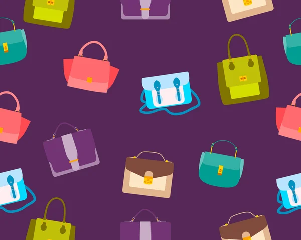 Bolso de mano sin costuras. Bolsas de colores para las mujeres. Ilustración vectorial — Archivo Imágenes Vectoriales