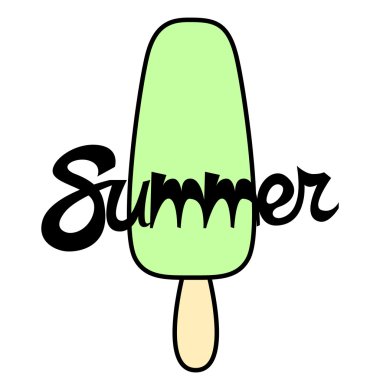 El yazı yaz. Beyaz bir arka plan üzerinde dondurma. Vektör çizim