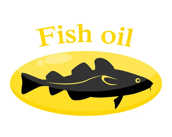 魚の油。ピルの代金引換します。ベクトル図 — ストックベクタ