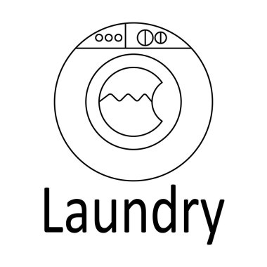 Modern logo Çamaşırhane. İnce siyah çizgi. Vektör çizim