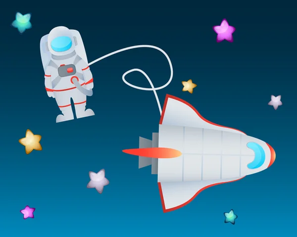 Astronauta no espaço entre as estrelas. Design de Jogo. Ilustração vetorial — Vetor de Stock