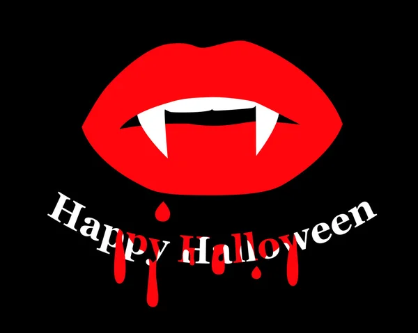 Sexy lips women vampire. Poster Happy Halloween. Vector illustration — Stock Vector