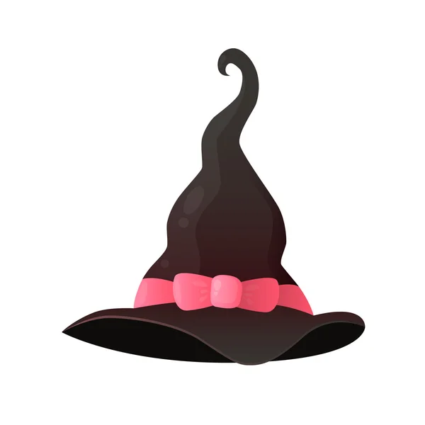 Lindo sombrero para una bruja aislada sobre fondo blanco. Diseño del juego. Ilustración vectorial — Archivo Imágenes Vectoriales