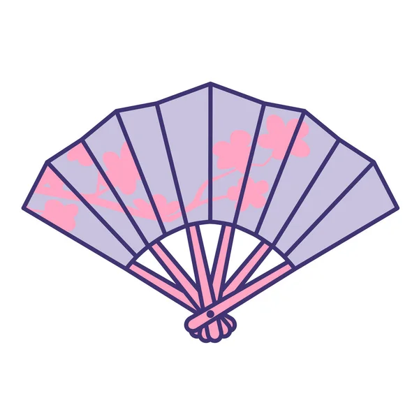 Вентилятор Розовыми Цветами Изолированы Белом Фоне Плоский Дизайн Плаката Футболки — стоковый вектор