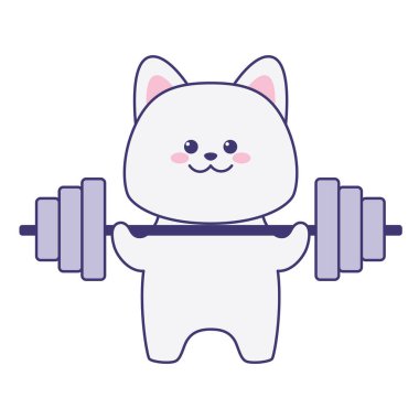 Halter tutan sevimli bir kedi. Poster ya da tişört için düz tasarım. Vektör illüstrasyonu