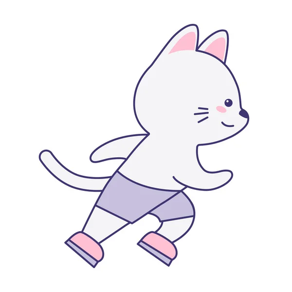 Lindo gato corriendo. Diseño plano para póster o camiseta. Ilustración vectorial — Vector de stock